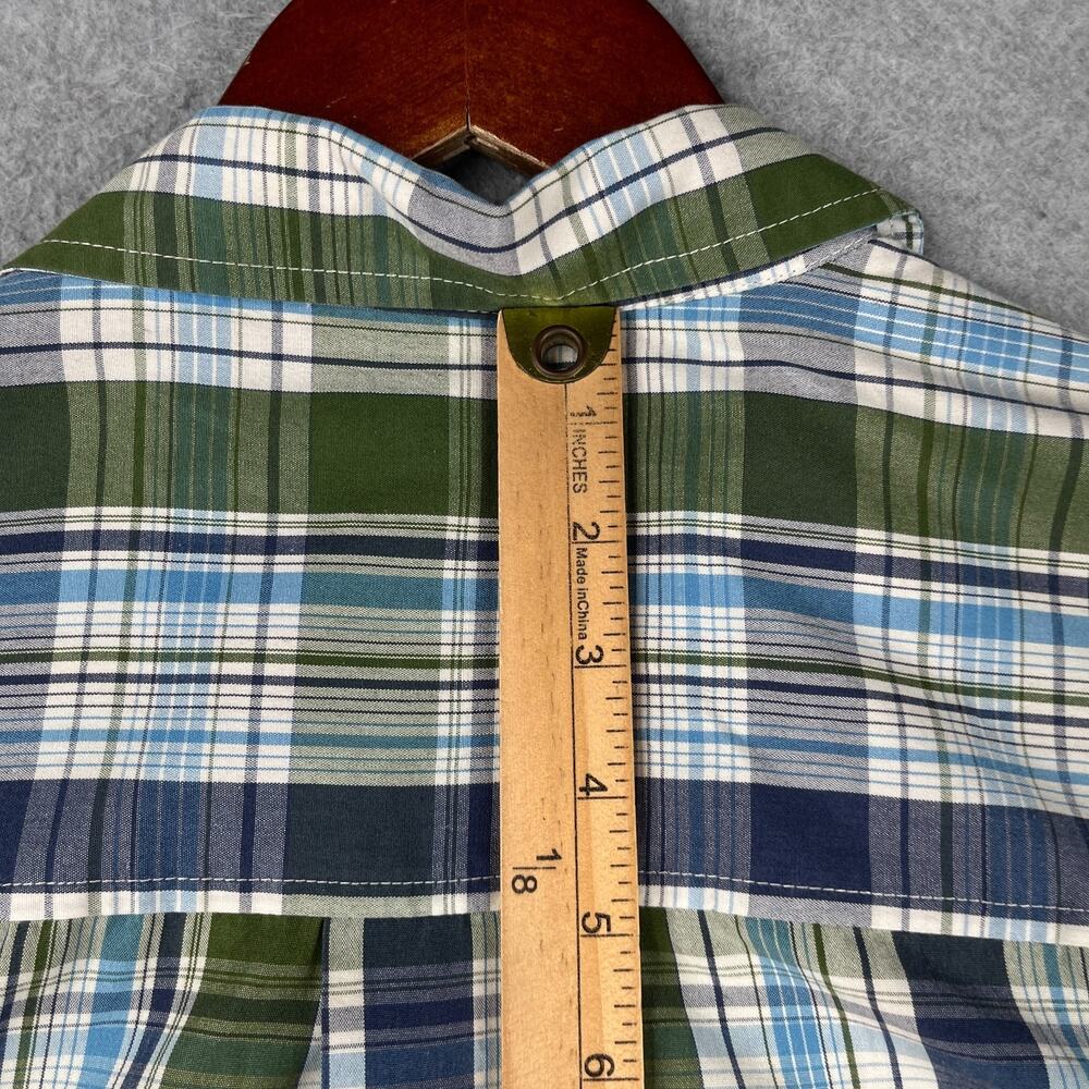 Quiksilver Plaid Shirt Green Blue Pocket beach Casual Button Up Short Sleeve L - Picture 8 of 9
